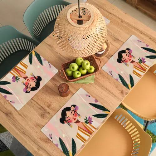 Vrouw - Bloemen - Pastel Placemat vinyl groot -zzsfeer5_Kitchenyeah-website
