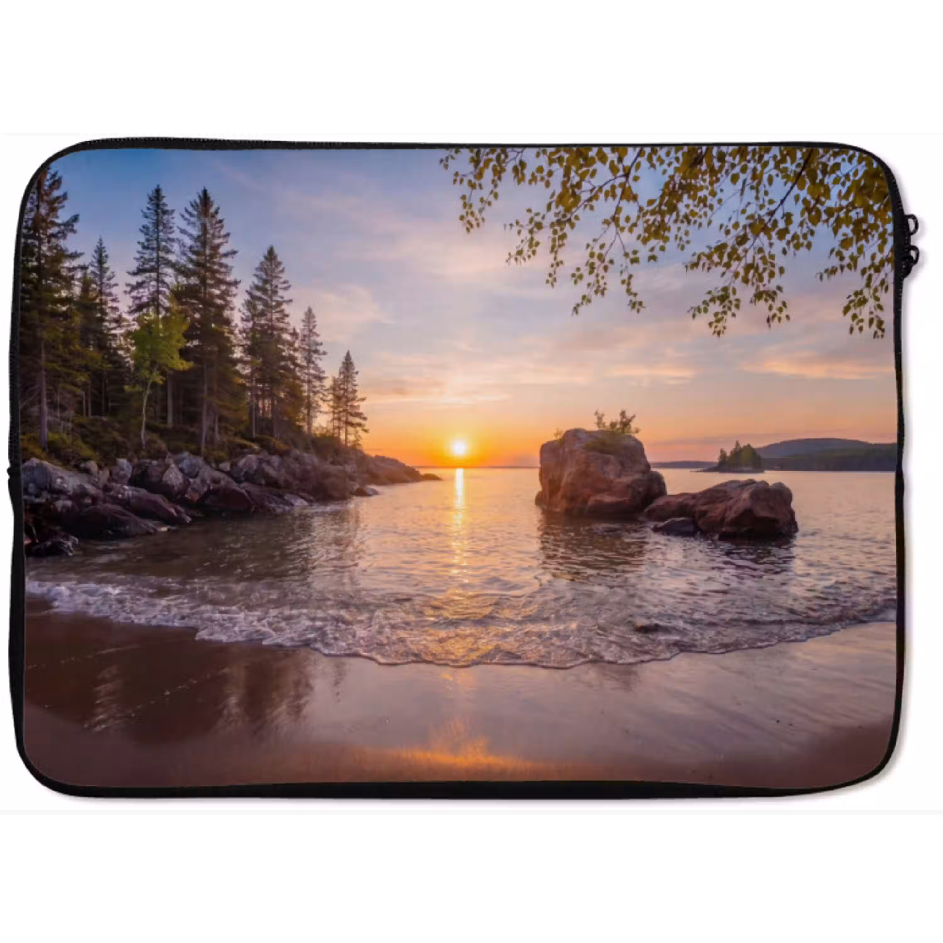 Zonsondergang - Kust - Water - Natuur - Oranje laptophoes neopreen klein -zkaufland3dotto