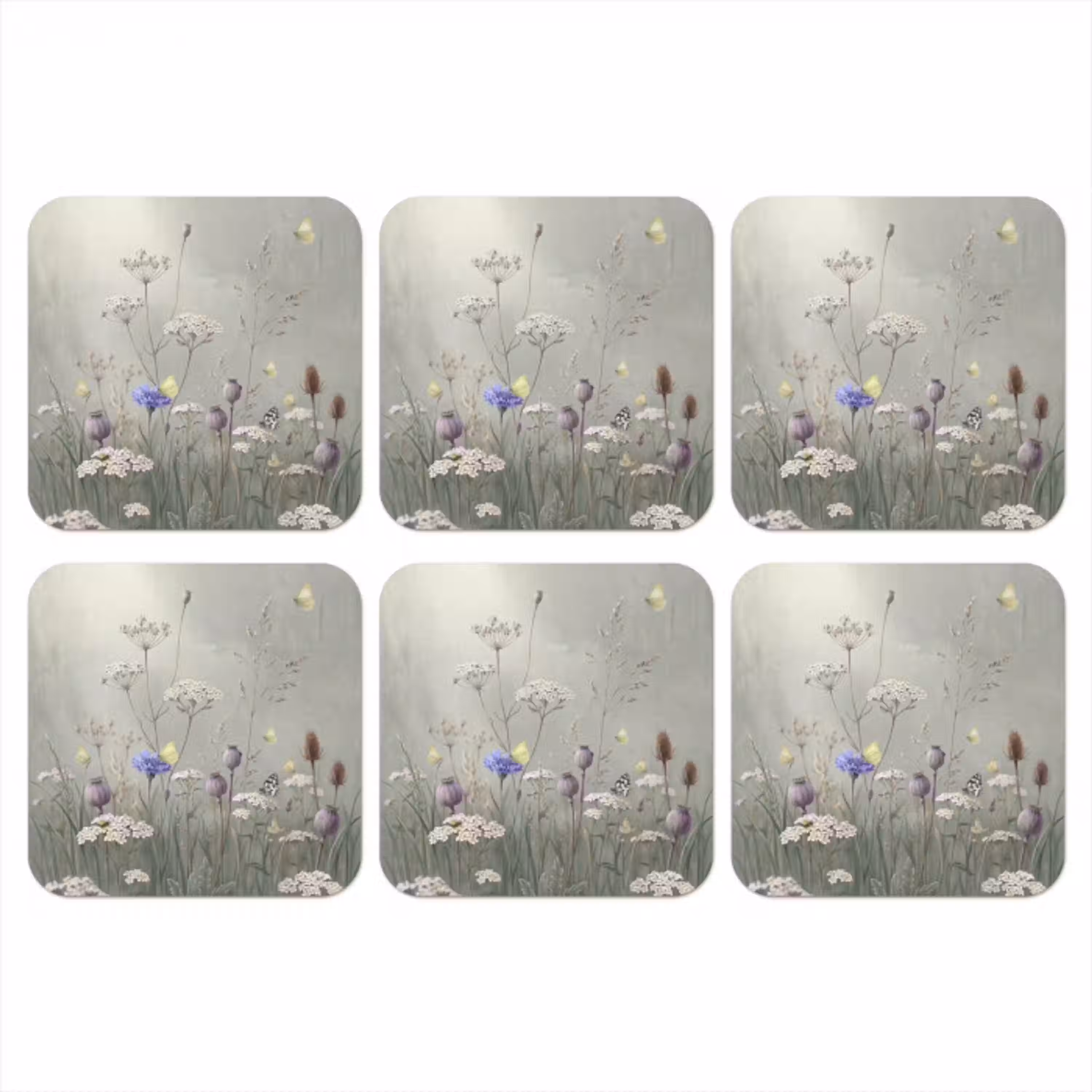 Vlinders - Wildbloemen - Illustratie - Kleurrijk onderzetter kurk middel -3d