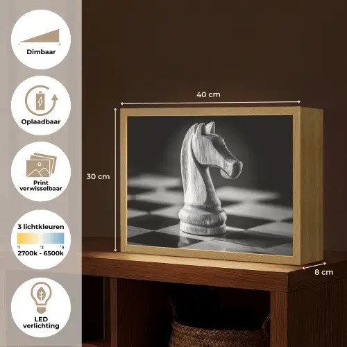 Paard - Hout - Schaalbord - Zwart Light Box met batterij (Wandlamp) middel -USP_websiteoverzichtNL