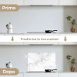 Marmer - Wit - Grijs - Luxe - Marmerlook - Steen keuken achterwand spatscherm klein -voor_na_IT