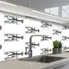 Kreeften - Zwart - Patroon keuken achterwand 2 middel -3d_schuin