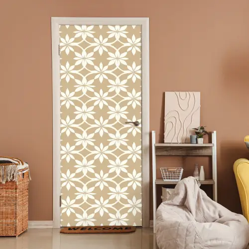 Bloemen - Patroon - Beige deurposter klein 289 -sfeer1