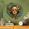 Vrouw - Bloemen - Vlinders - Natuur - Vintage Wandcirkel Organisch Plexiglas middel -sfeer2