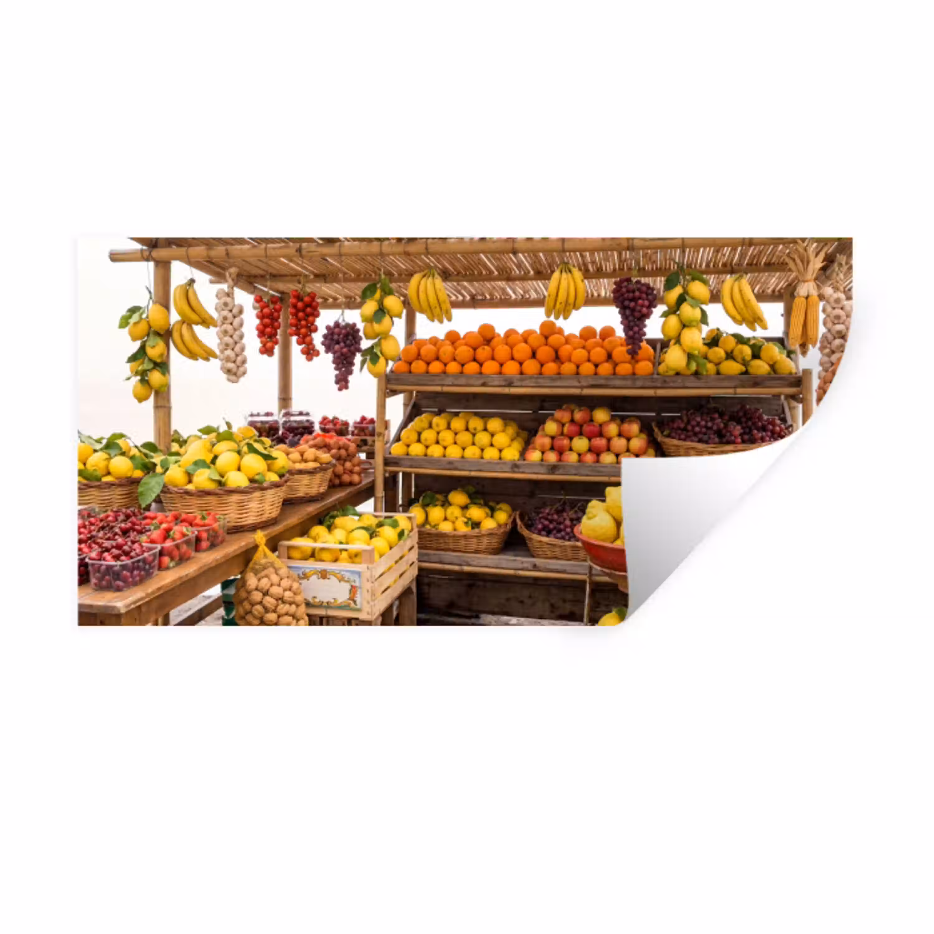 Marktkraam - Fruit - Vers Muursticker klein -3d