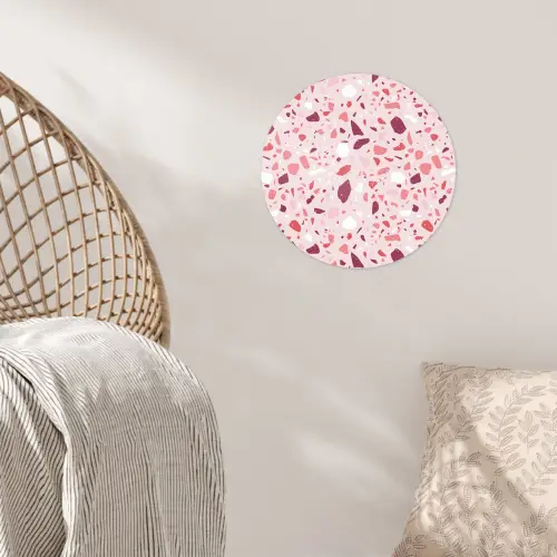 Terrazzo - Patroon - Roze Wandcirkel behangsticker klein 186 -sfeer4
