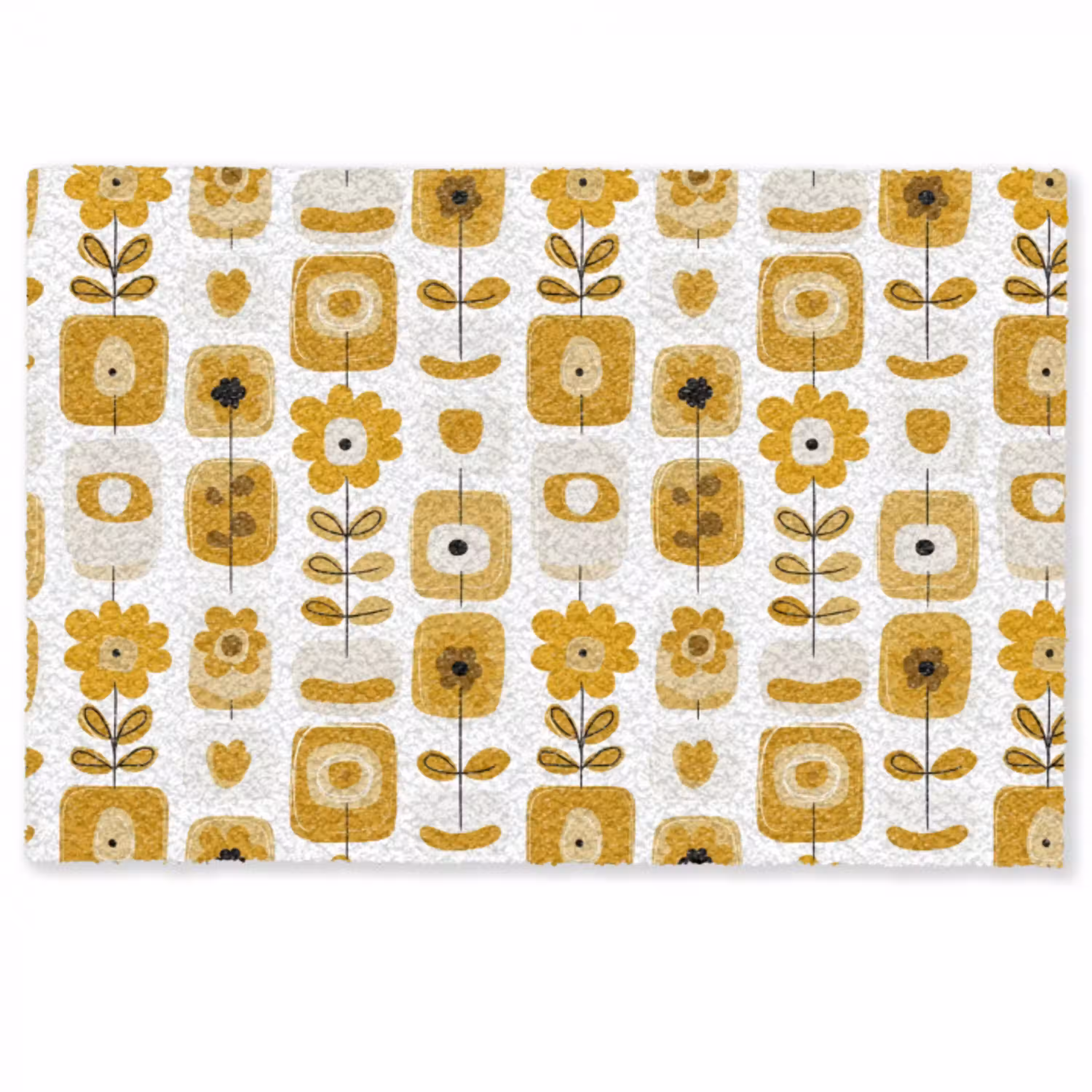 Retro - Abstract - Bloemen - Okergeel Deurmat klein 898 -zkaufland3d