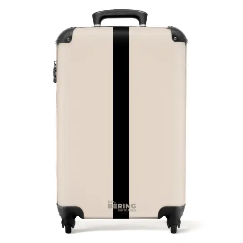 Minimal - Beige met zwarte streep NBS - Handbagage koffer - Unisex middel -productfoto_recht