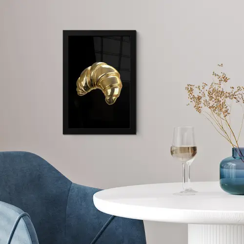 Croissant - Brood - Goud - Zwart fotolijst zwart zonder passe partout klein -sfeer4