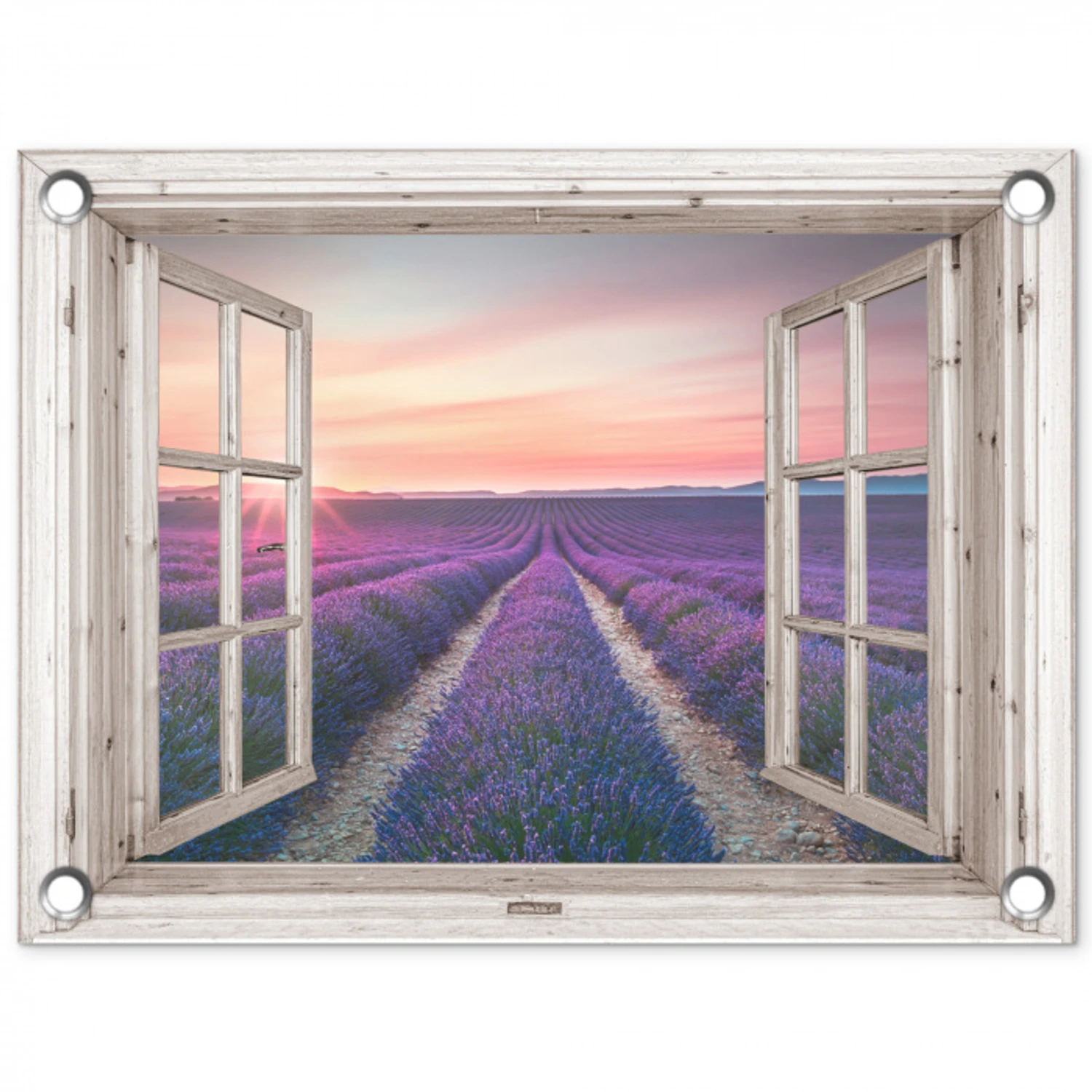 Lavendelvelden bij Zonsopgang tuinposter los doek klein -3d