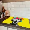 Vrouw - Koptelefoon - Geel Inductie beschermer vinyl 3mm klein -sfeer3