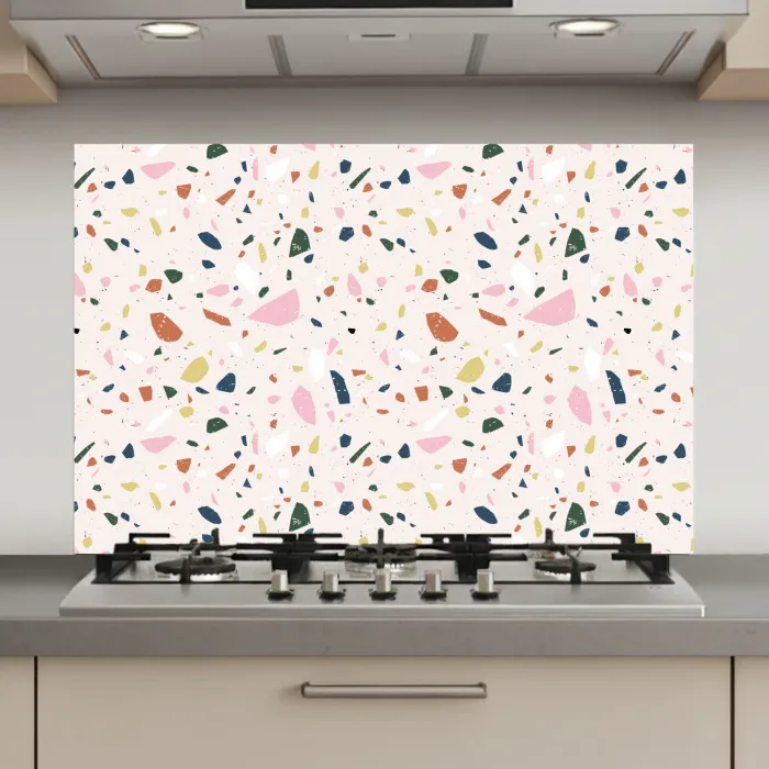 Terrazzo - Patroon - Kleurrijk keuken achterwand spatscherm klein 900 -3d_website