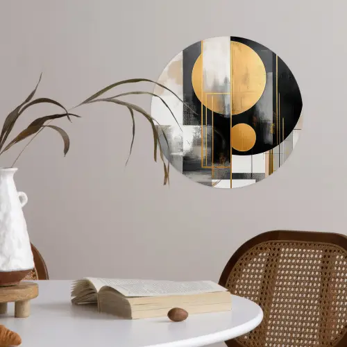 Abstract - Goud - Zilver - Vormen - Aesthetic - Modern Wandcirkel behangsticker klein -sfeer3
