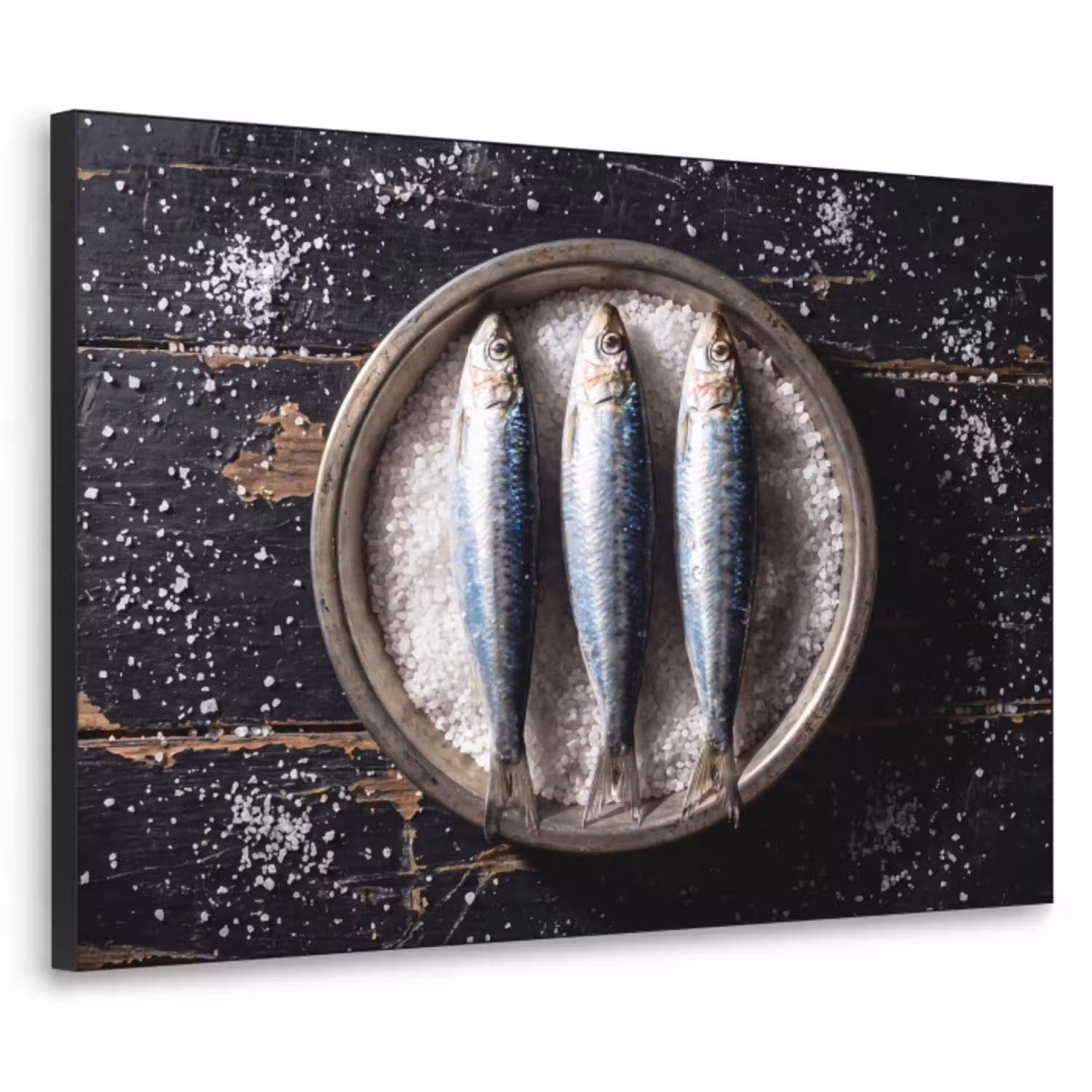 Vis - Zout - Eten Textielframe zwart klein -3d