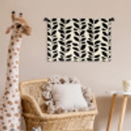 Botanisch - Dessin - Zwart - Beige Wandkleed katoen klein 269 -wsfeer5_kind