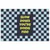 Patroon - Geblok - Blauw - Slow down you're doing fine poster papier klein -3d