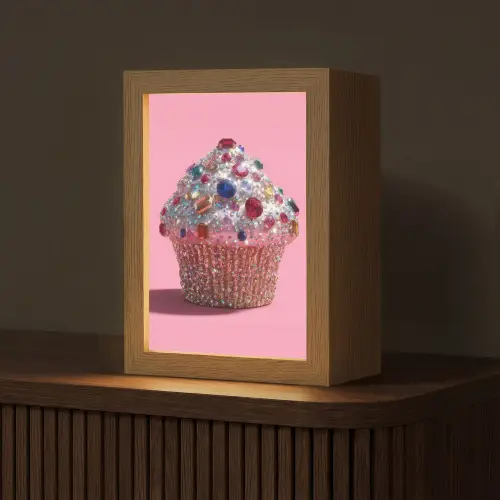 Cupcake - Kleurrijk - Edelstenen Light Box met kabel (Tafellamp) klein -z3d_website
