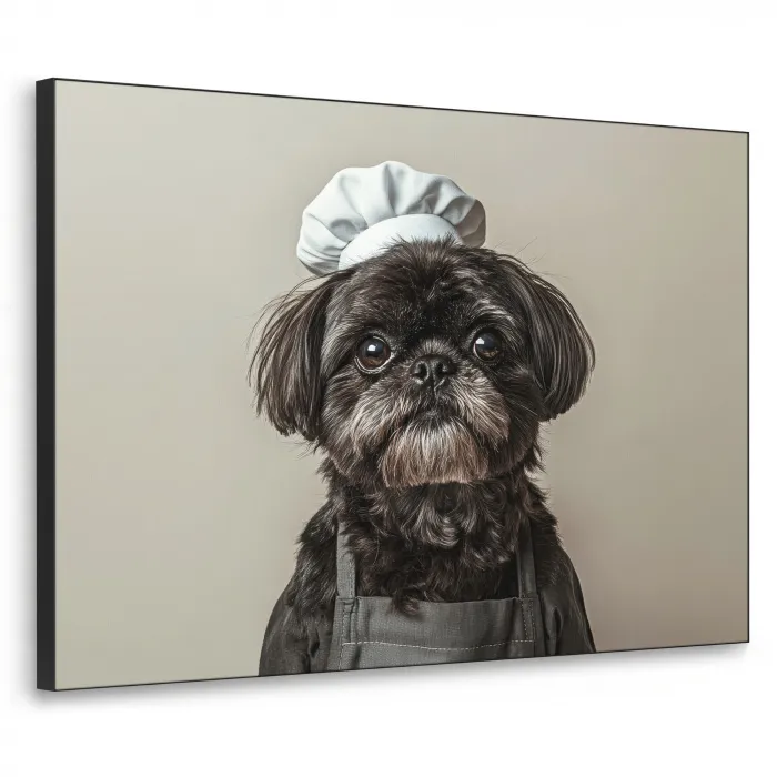 Kokskleding - Zwart - Hondje Textielframe zwart klein -3d