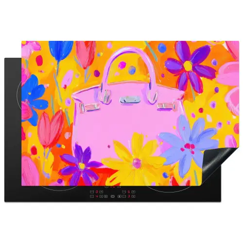 Tas - Roze - Bloemen Inductie beschermer vinyl 3mm klein -3d