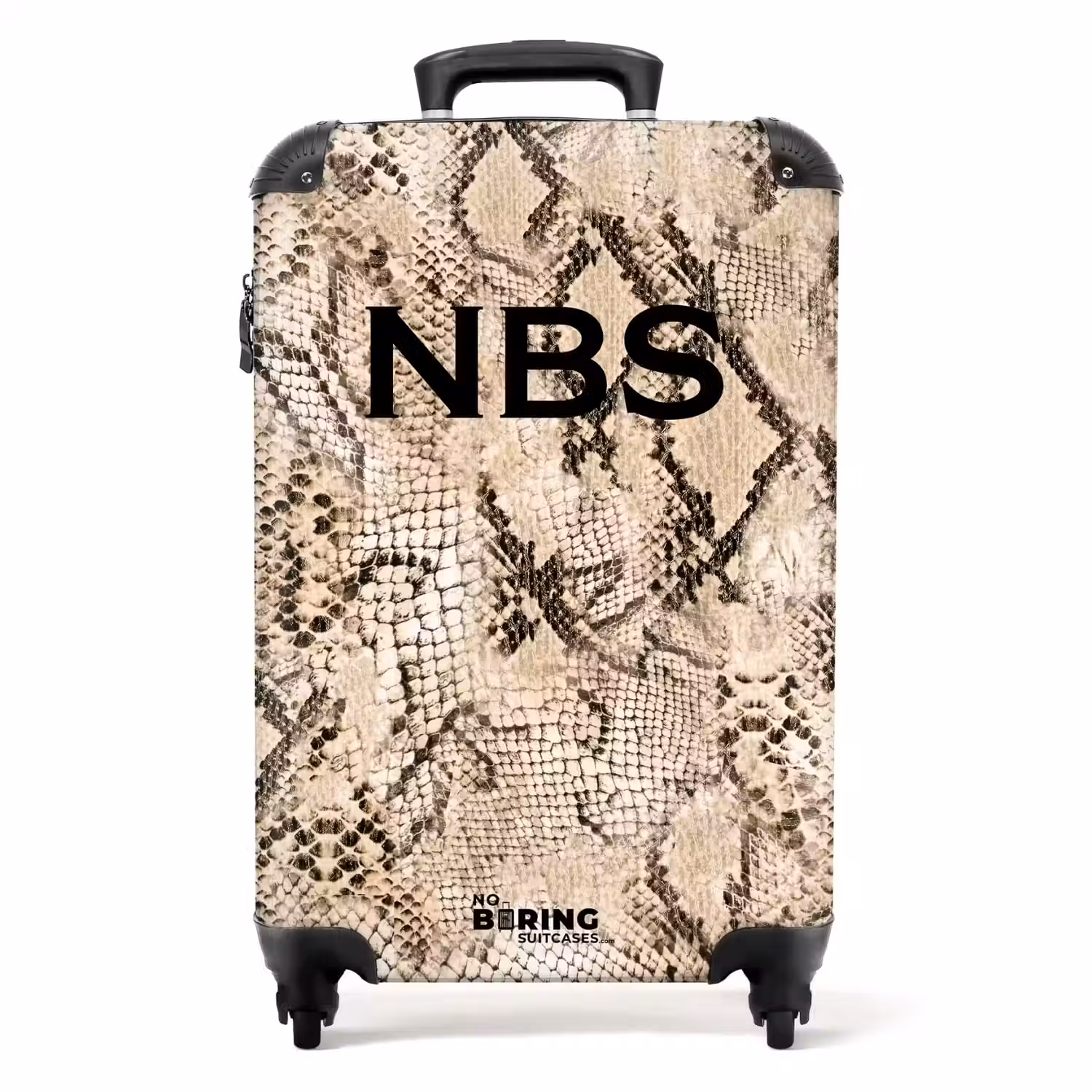 Koffer mit Name - Beige Schlangenmuster