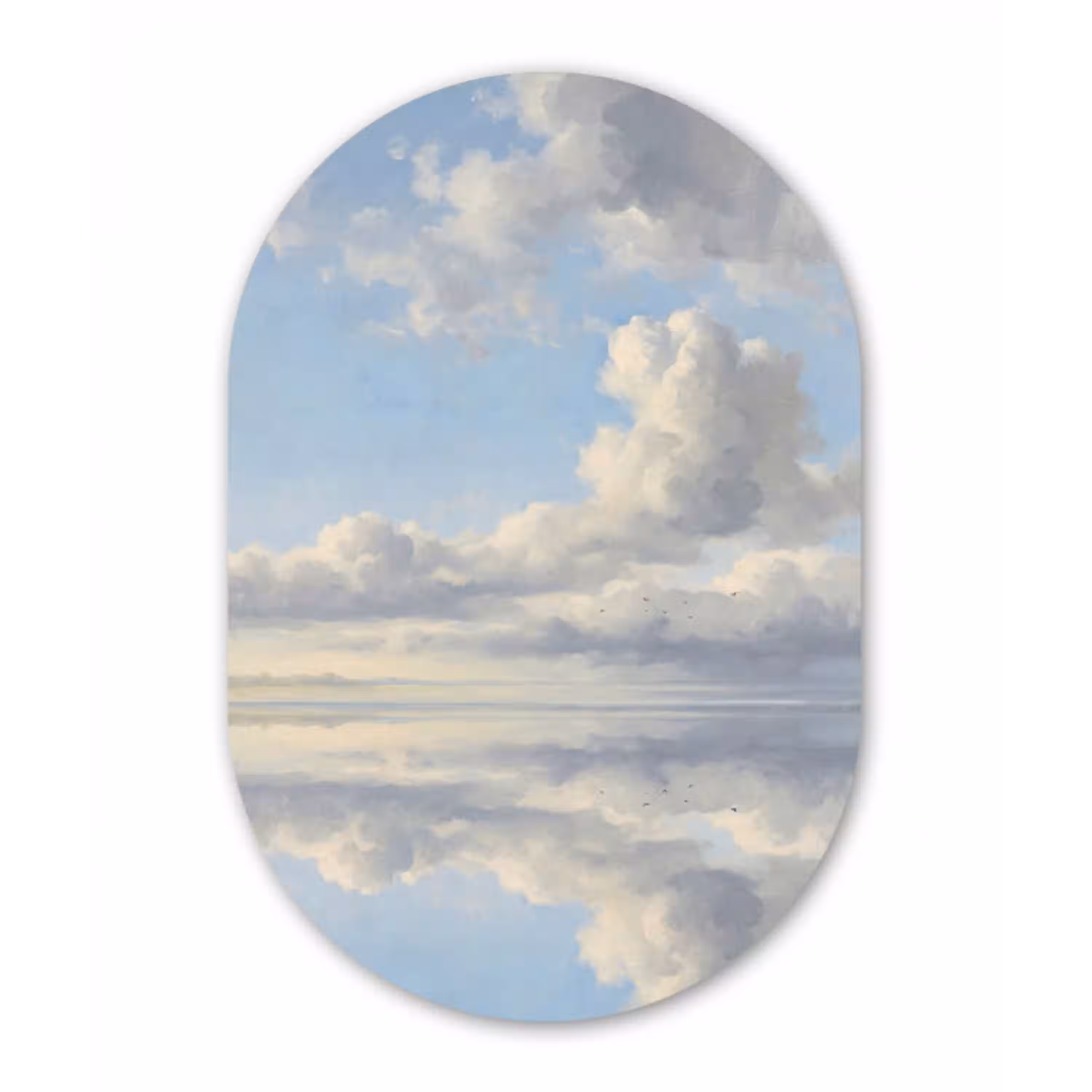 Lucht - Wolken - Natuur - Klassiek - Blauw Wandcirkel Ovaal Aluminium middel -3d