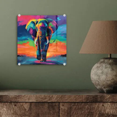 Olifant - Kleurrijk - Lucht - Abstract plexiglas 5mm klein -sfeer3