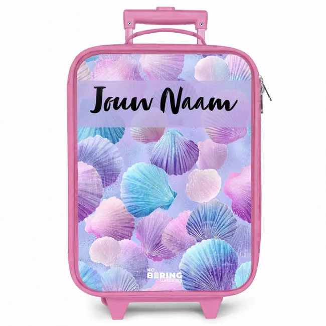 Kinderkoffer roze met naam - Schelpen - Paars - Blauw - Patroon