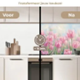 Tulpen - Veld - Lente - Roze keuken achterwand 2 middel -voor-na2_NL