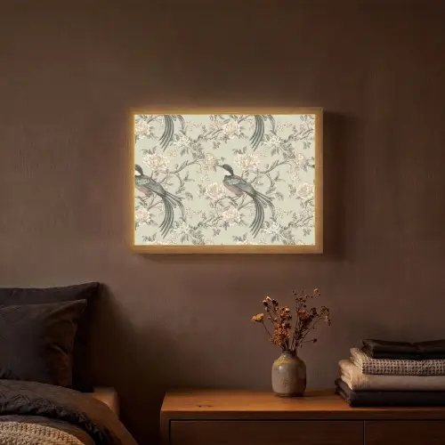 Bloem - Vogel - Kleurrijk Light Box met batterij (Wandlamp) middel 907 -sfeer4