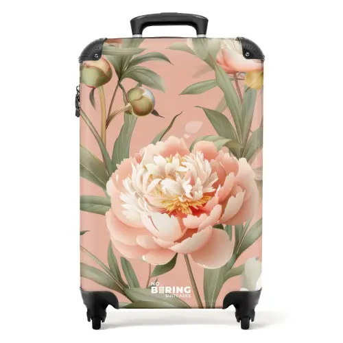 Vintage bloemen - Pioenrozen zachtroze NBS - Handbagage koffer - Kinderen Unisex middel -productfoto_recht