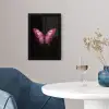 Vlinder - Fuchsia - Grafisch fotolijst zwart zonder passe partout klein -sfeer4
