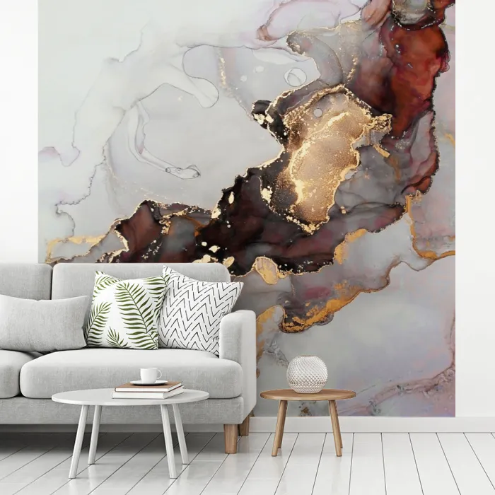 Rood - Marmer - Goud fotobehang vinyl groot -woonkamer