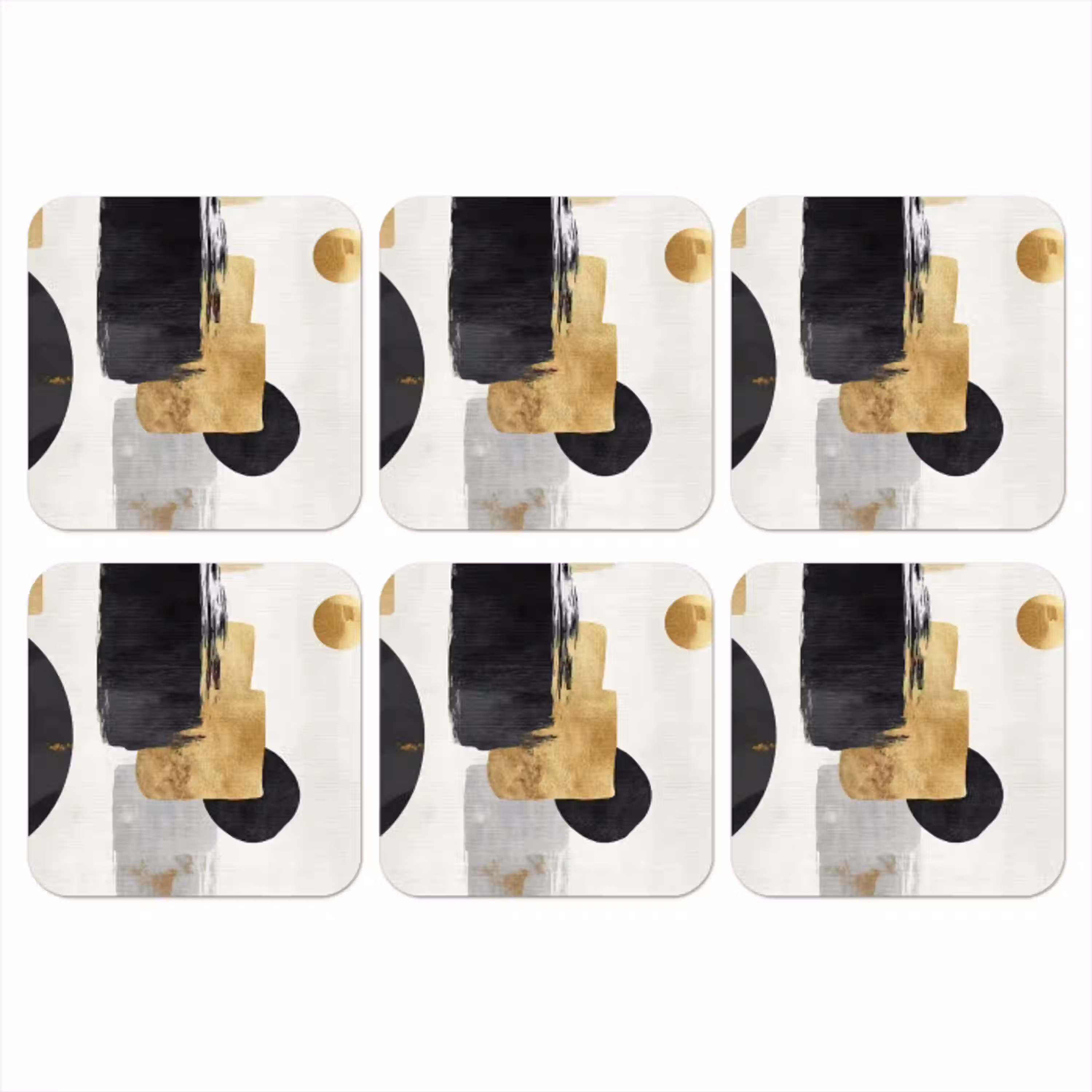 Goud - Rechthoeken - Cirkels - Abstract onderzetter kurk middel -3d
