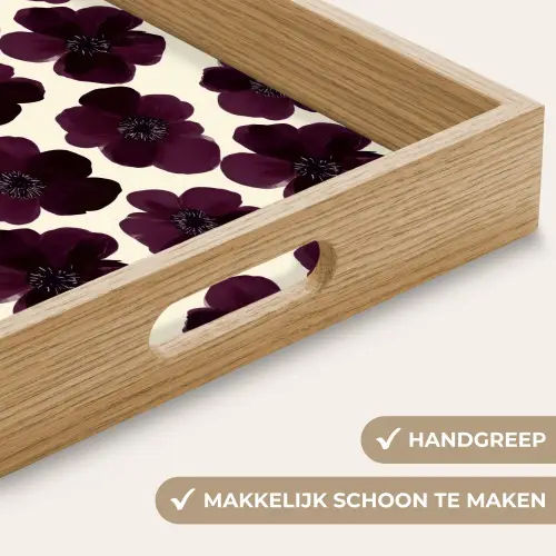 Bloemen - Aquarel - Paars Dienblad Rechthoek middel 911 -USP_HandgreepNL