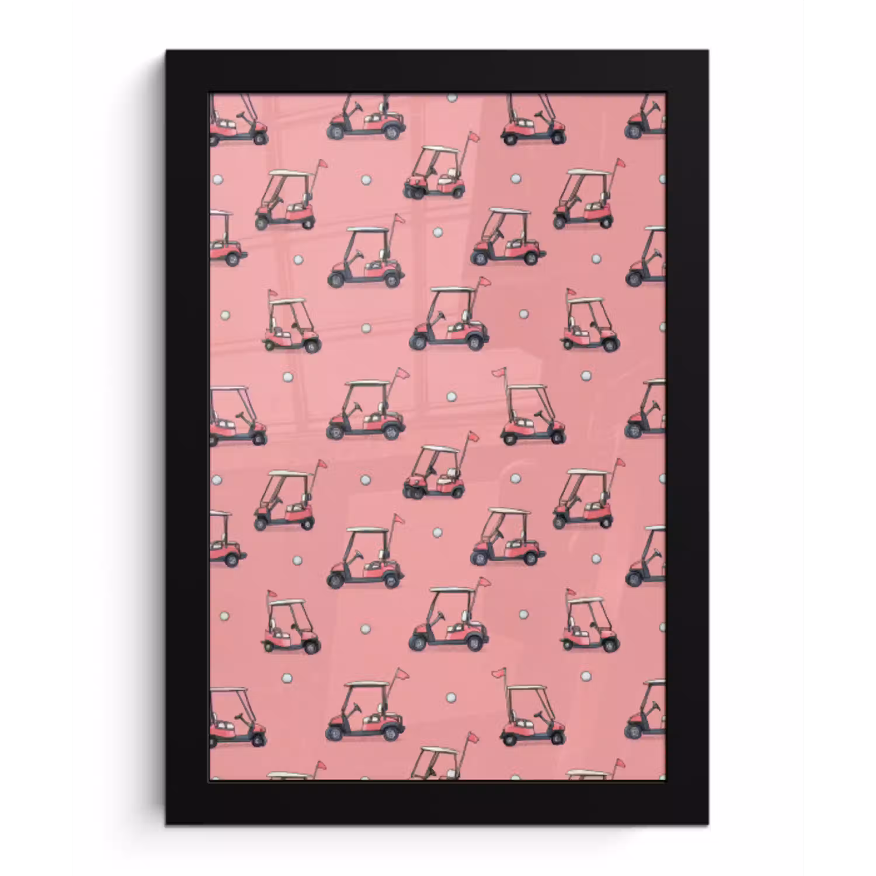 Golfkar - Retro - Roze fotolijst zwart zonder passe partout klein 224 -3d