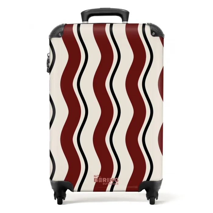 Golvende strepen in rood NBS - Handbagage koffer - Unisex middel -productfoto_recht