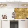 Industrieel - Textuur - Goud keuken achterwand 2 middel 871 -voor-na2_NL