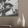 Gezicht - Mond - Graffiti - Zwart PET vilt klein -sfeer6_closeup