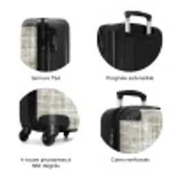 Linnen - Patroon - Groen NBS - Handbagage koffer - Volwassenen Unisex middel zzzzzzzbolletjes_FR
