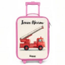 Brandweerwagen - Getekend - Rood Kinderkoffer - Roze klein -3d