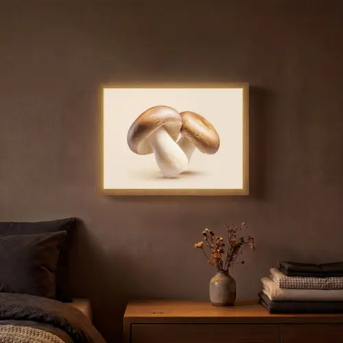 Champignons - Zacht - Beige Light Box met batterij (Wandlamp) middel -sfeer4