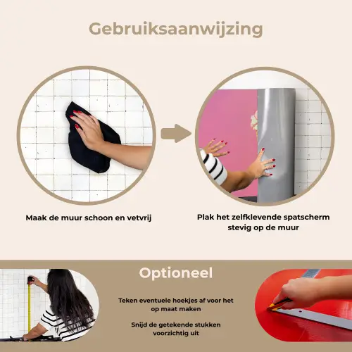 Hoorntje - Schepijs - Roze keuken achterwand spatscherm klein -gebruiksaanwijzing_NL