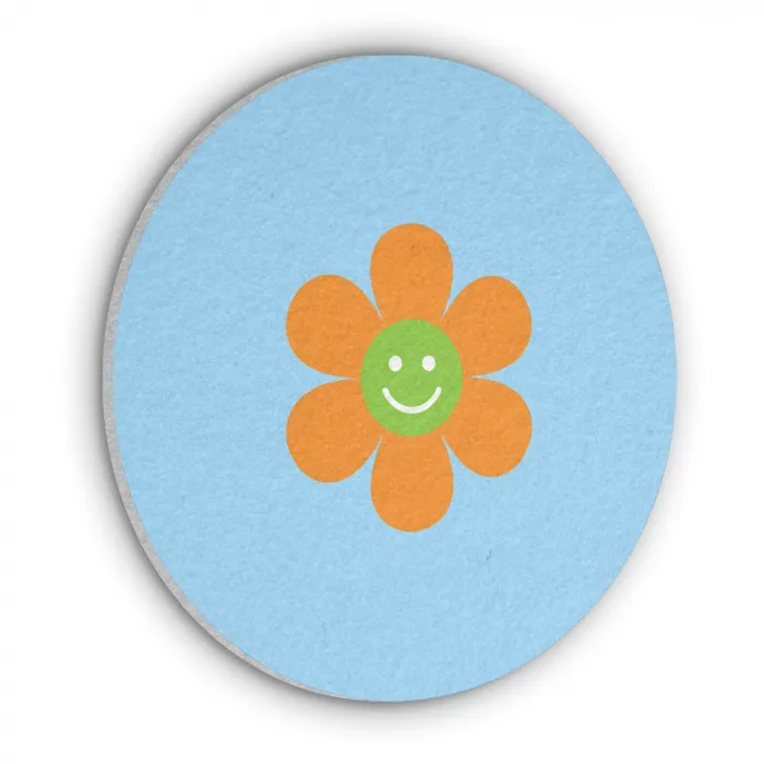 Bloem - Smiley - Kleurrijk Akoestische PET Vilt - Rond klein -3d