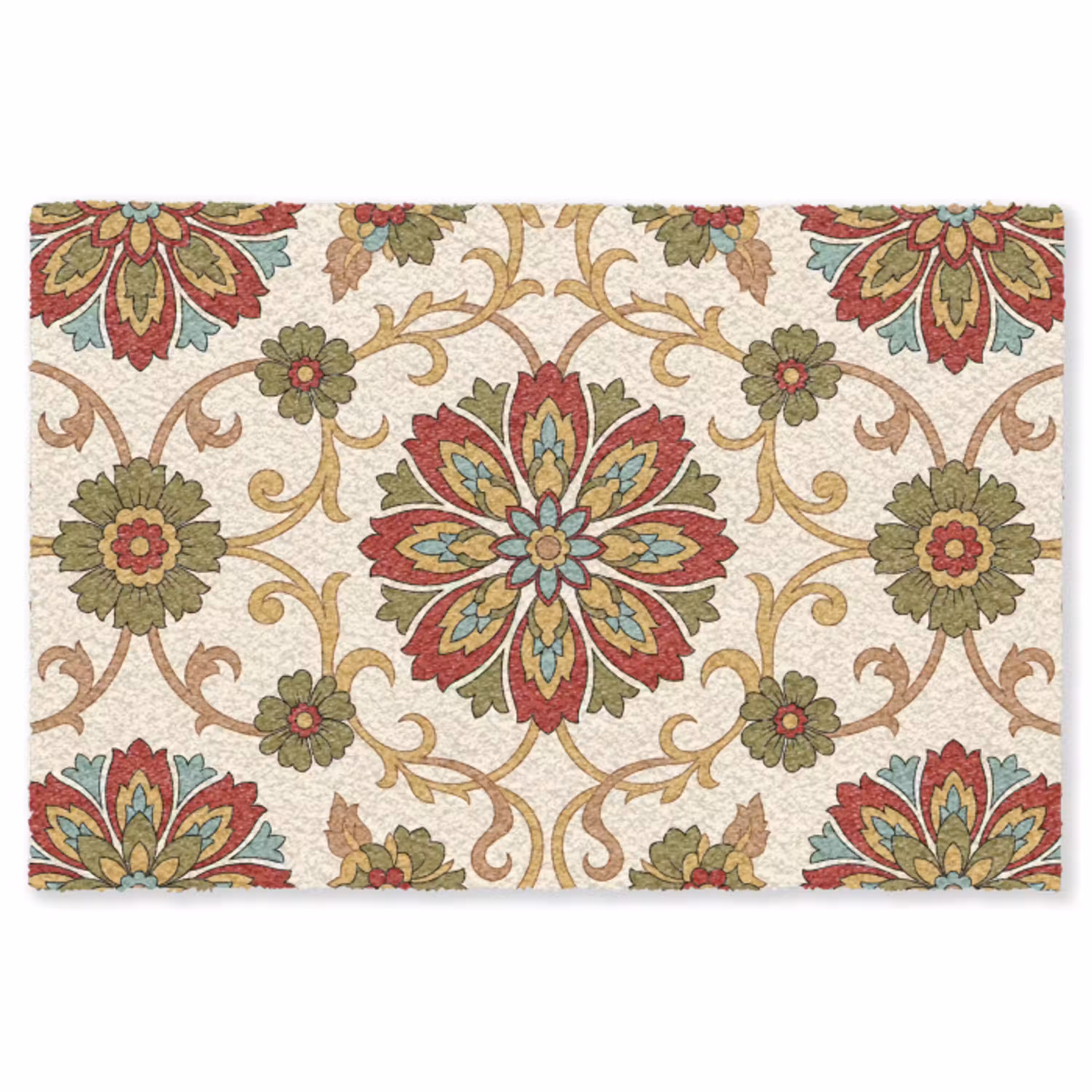 Patroon - Bloemen - Ornament - Klassiek - Kleurrijk Vloerkleed Rechthoek klein -3d
