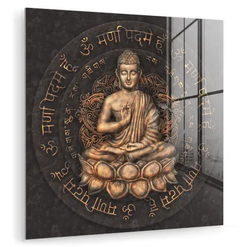 Boeddha - Mantra - Meditatie - Spiritueel - Koper plexiglas 5mm klein -zzzproduct_nieuw