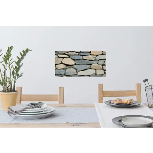 Stenen - Rustiek - Grijs Muursticker klein -eettafel