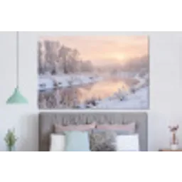 Rivier - Winter - Landschap - Sneeuw - Zonsopgang forex 5mm xxl -slaapkamer