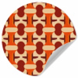 Geometrisch - Retro - Oranje Wandcirkel behangsticker klein 186 -3d