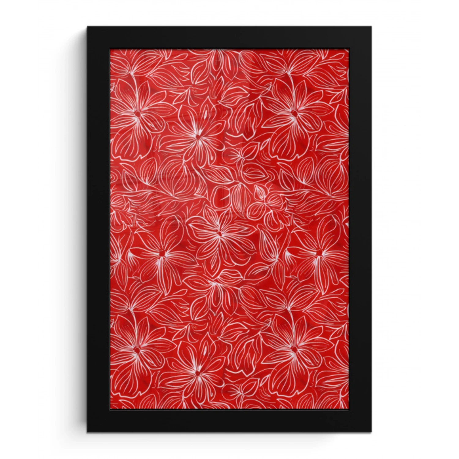 Bloemen - Patroon - Rood fotolijst zwart zonder passe partout klein 224 -3d