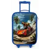 Rode sportauto met dino raast door tropisch strand Kinderkoffer - Blauw klein -zz3dotto